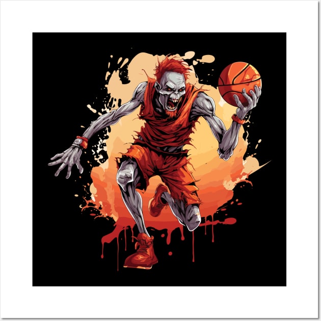 Zombie Basketball Halloween Sport Design Wall Art by PaulJus